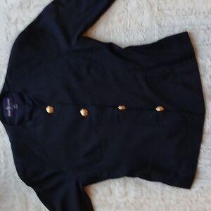 Ralph Lauren Collection Purple Label Navy Silk Fitted Jacket with Gold Buttons